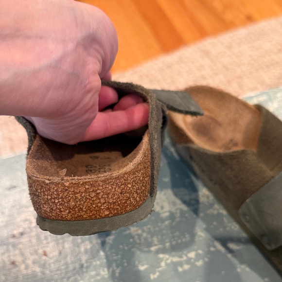 Birkenstock Olive Green Suede Slide Sandals - Picture 3 of 4